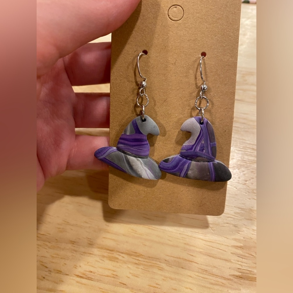 Supercute Polymer Clay Witch Hat Earrings